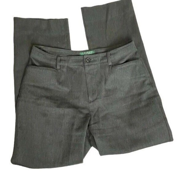 Lauren Ralph Lauren Pants Chino Trouser Women 8 Gray Career Stretch Cotton - Picture 1 of 6